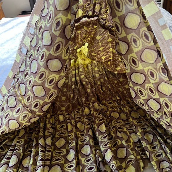 Yvonne S. RARE PRINT Multi Print Double Maxi Skirt with Gold Stitching - Picture 3 of 10